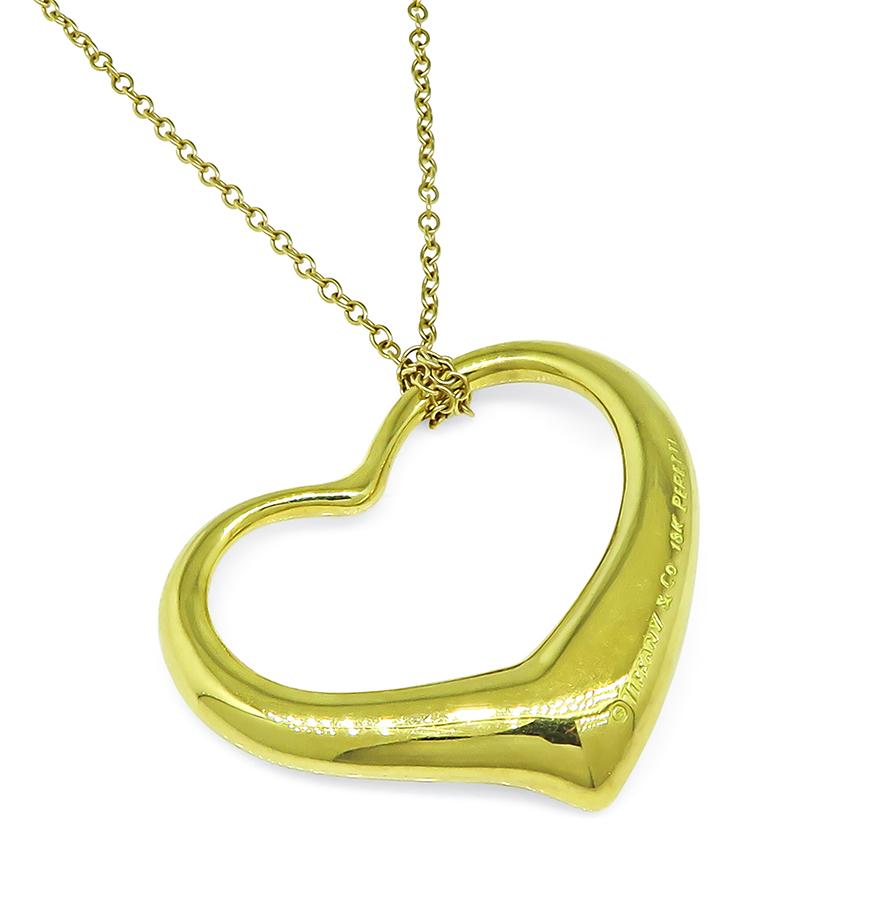 Estate Tiffany & Co 18k Gold Heart Pendant Necklace