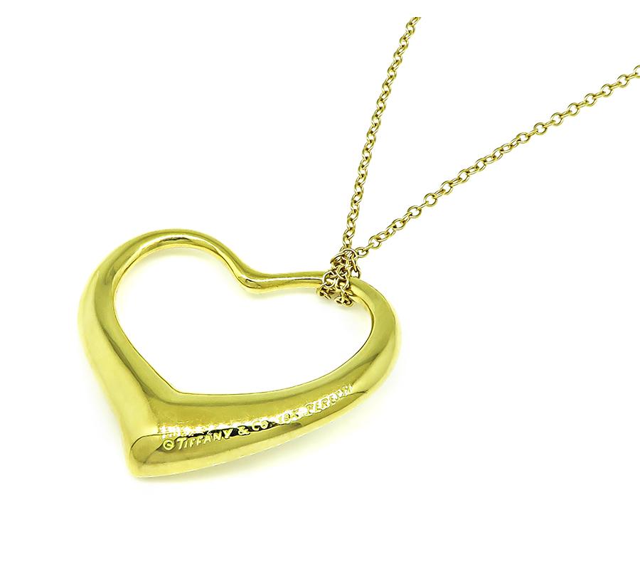 Estate Tiffany & Co 18k Gold Heart Pendant Necklace