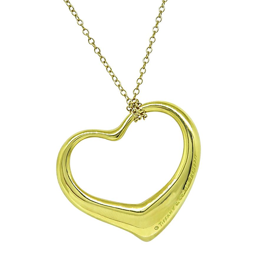 Estate Tiffany & Co 18k Gold Heart Pendant Necklace