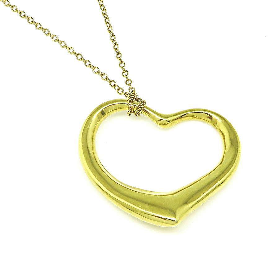 Estate Tiffany & Co 18k Gold Heart Pendant Necklace