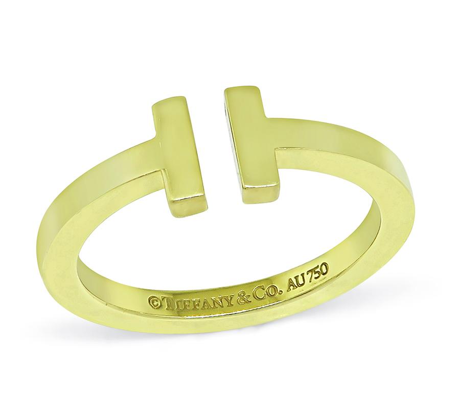 Estate Tiffany & Co 18k Yellow Gold T Ring