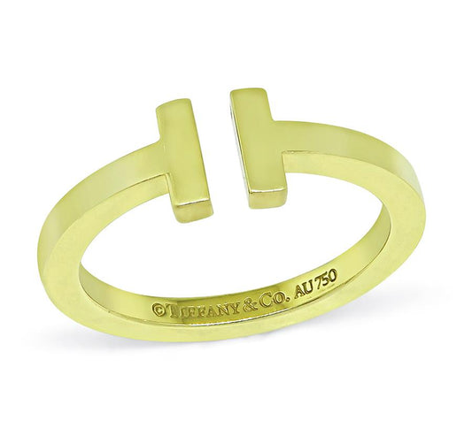 Estate Tiffany & Co 18k Yellow Gold T Ring