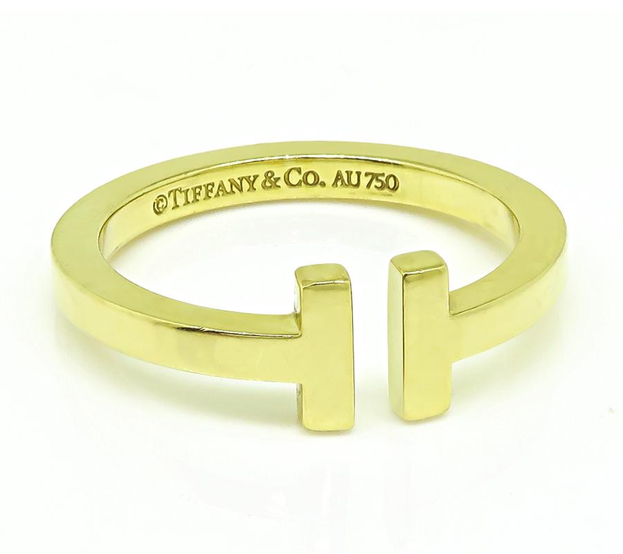 Estate Tiffany & Co 18k Yellow Gold T Ring
