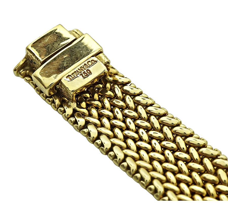 Estate Tiffany & Co 18k Yellow Gold Weave Bracelet