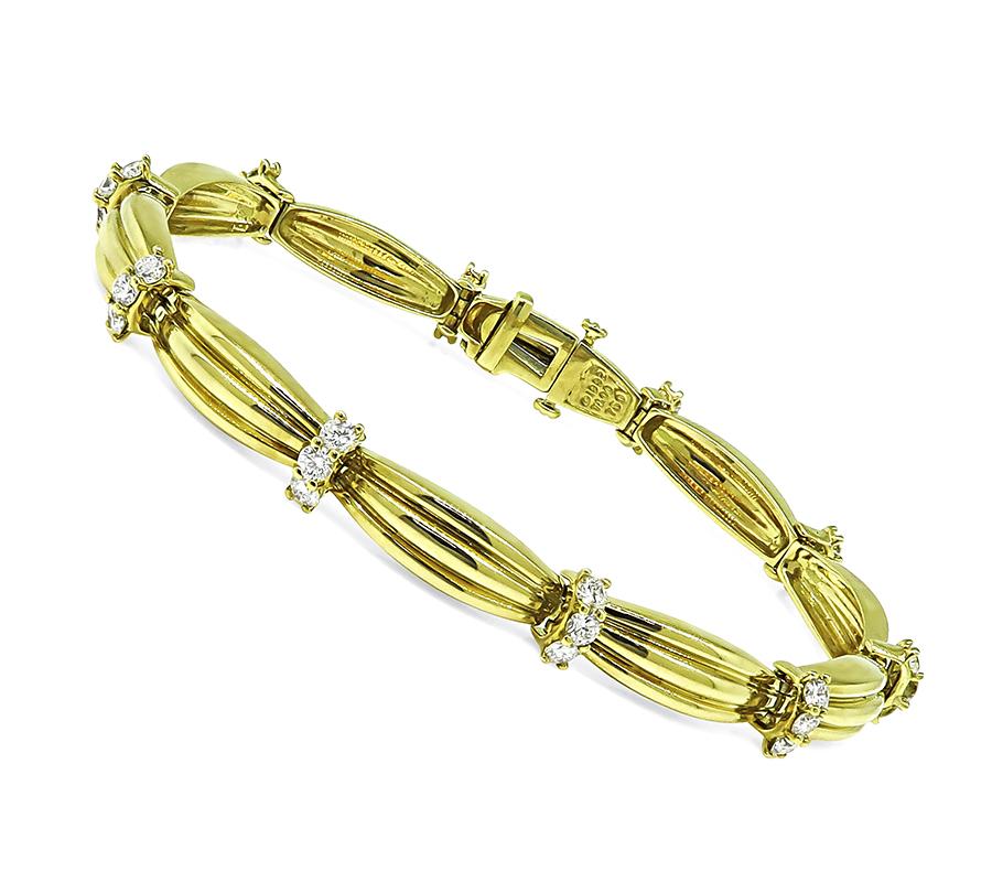 Estate Tiffany & Co 2.00ct Diamond 18k Yellow Gold Bracelet