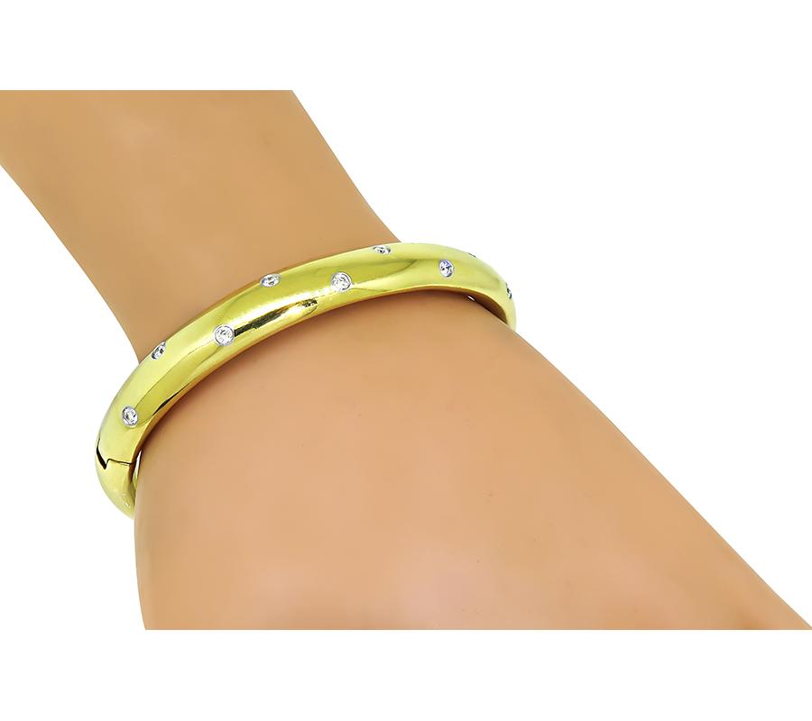 Estate Tiffany & Co 0.50ct Diamond 18k Yellow Gold and Platinum Etoile Bangle