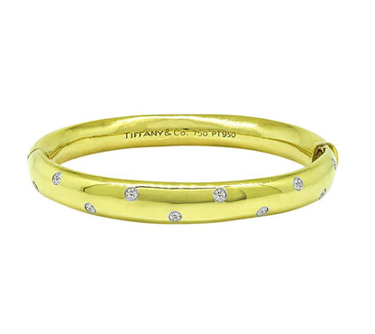 Estate Tiffany & Co 0.50ct Diamond 18k Yellow Gold and Platinum Etoile Bangle