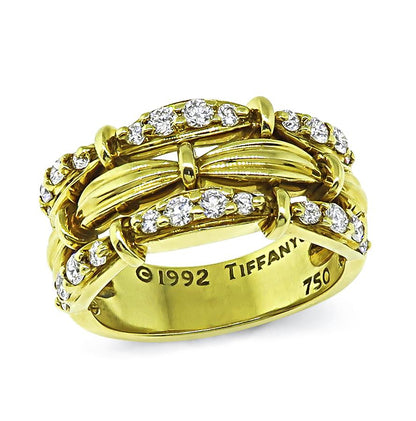Estate Tiffany & Co 0.75ct Diamond 18k Yellow Gold Ring