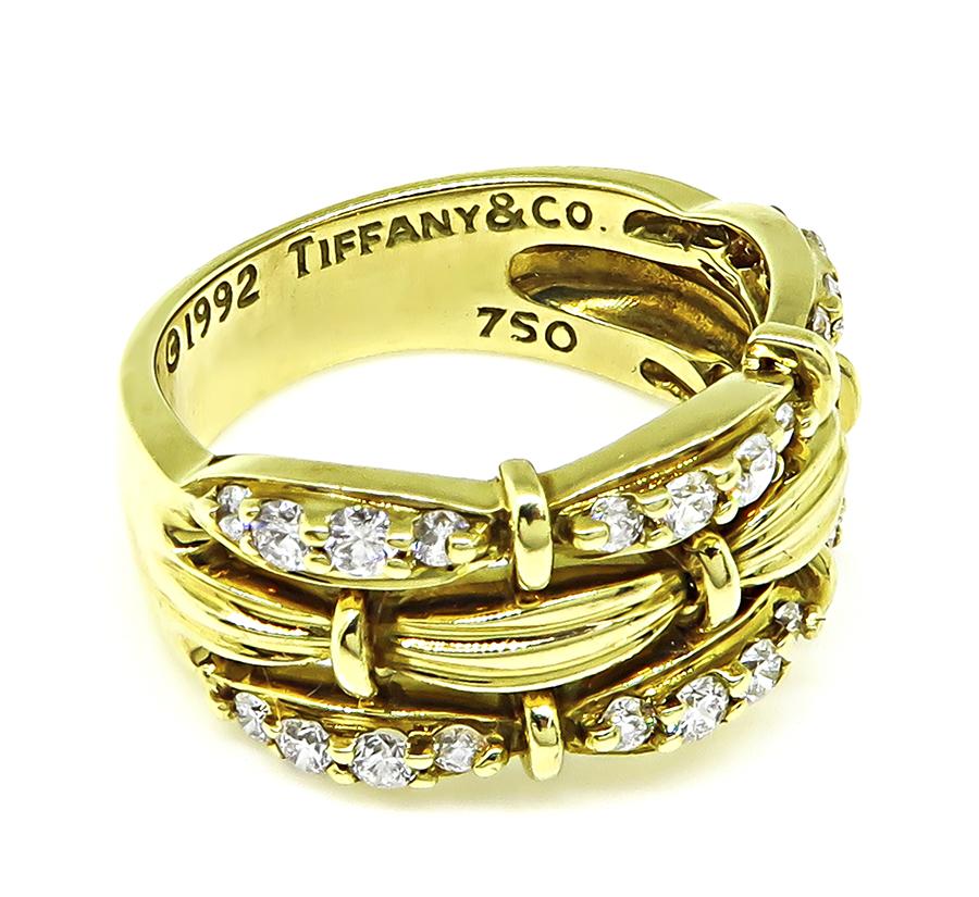 Estate Tiffany & Co 0.75ct Diamond 18k Yellow Gold Ring