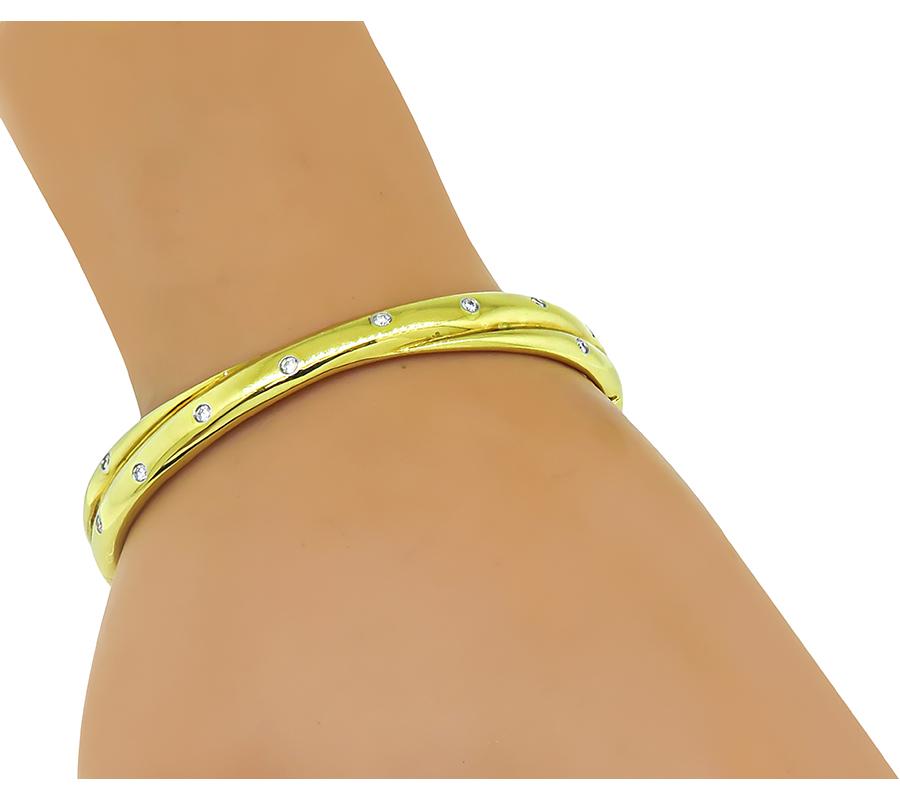 Tiffany & Co Diamond Gold Crossover Etoile Bangle