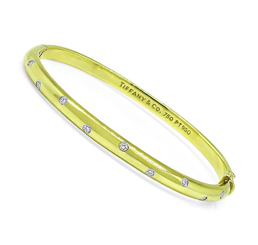 Estate Tiffany & Co Diamond 18k Yellow Gold Etoile Bangle