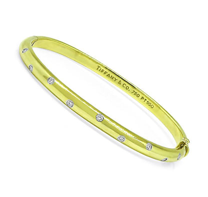Estate Tiffany & Co Diamond 18k Yellow Gold Etoile Bangle
