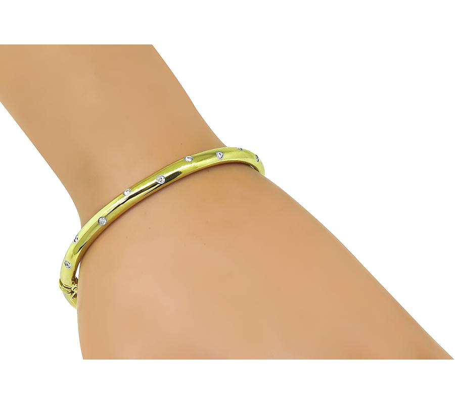 Estate Tiffany & Co Diamond 18k Yellow Gold Etoile Bangle