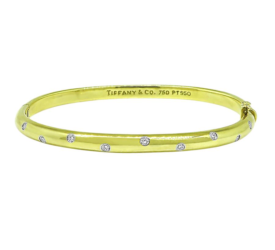 Estate Tiffany & Co Diamond 18k Yellow Gold Etoile Bangle