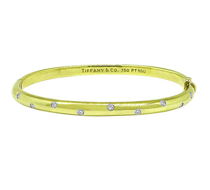 Estate Tiffany & Co Diamond 18k Yellow Gold Etoile Bangle