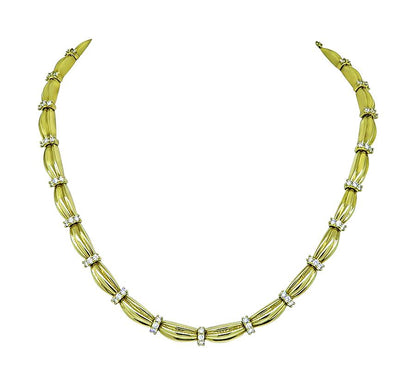 Estate Tiffany & Co 4.50ct Diamond 18k Yellow Gold Necklace
