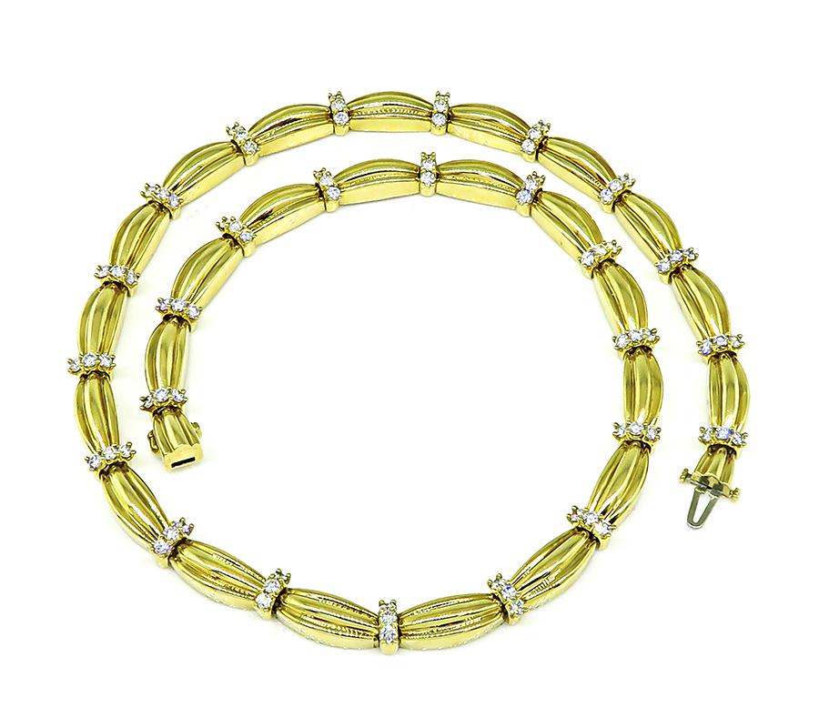 Estate Tiffany & Co 4.50ct Diamond 18k Yellow Gold Necklace