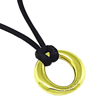 Estate Tiffany & Co Diamond 18k Yellow Gold Pendant Necklace