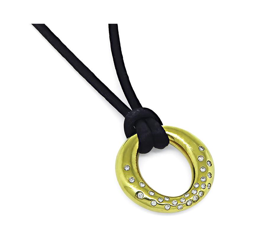 Estate Tiffany & Co Diamond 18k Yellow Gold Pendant Necklace
