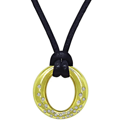 Estate Tiffany & Co Diamond 18k Yellow Gold Pendant Necklace