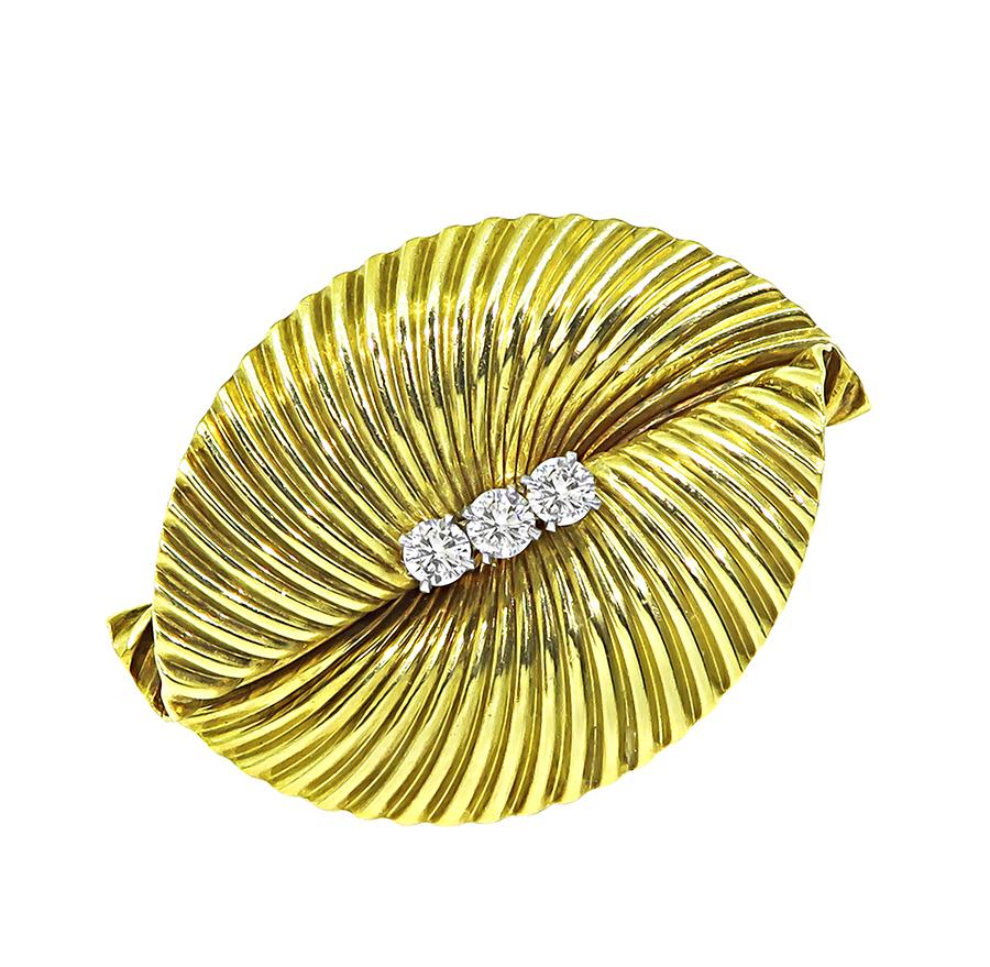 Estate Tiffany & Co Diamond 18k Gold Pin