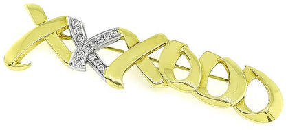 Estate Tiffany & Co 0.75ct Diamond Gold Paloma Picasso Pin