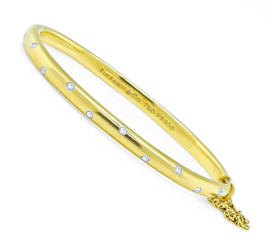 Tiffany & Co Diamond Gold Platinum Etoile Bangle