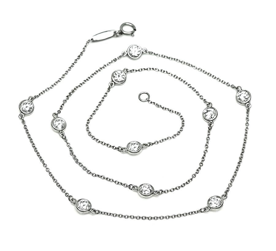 Estate Tiffany & Co 3.00ct Diamond By The Yard Necklace