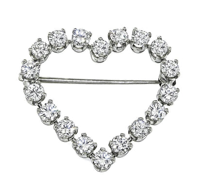 1690s Tiffany & Co 2.00ct Diamond Platinum Heart Pin