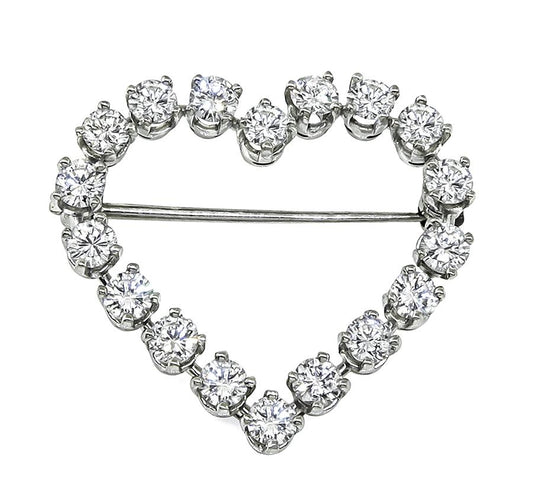 1960s Tiffany & Co 2.00ct Diamond Platinum Heart Pin