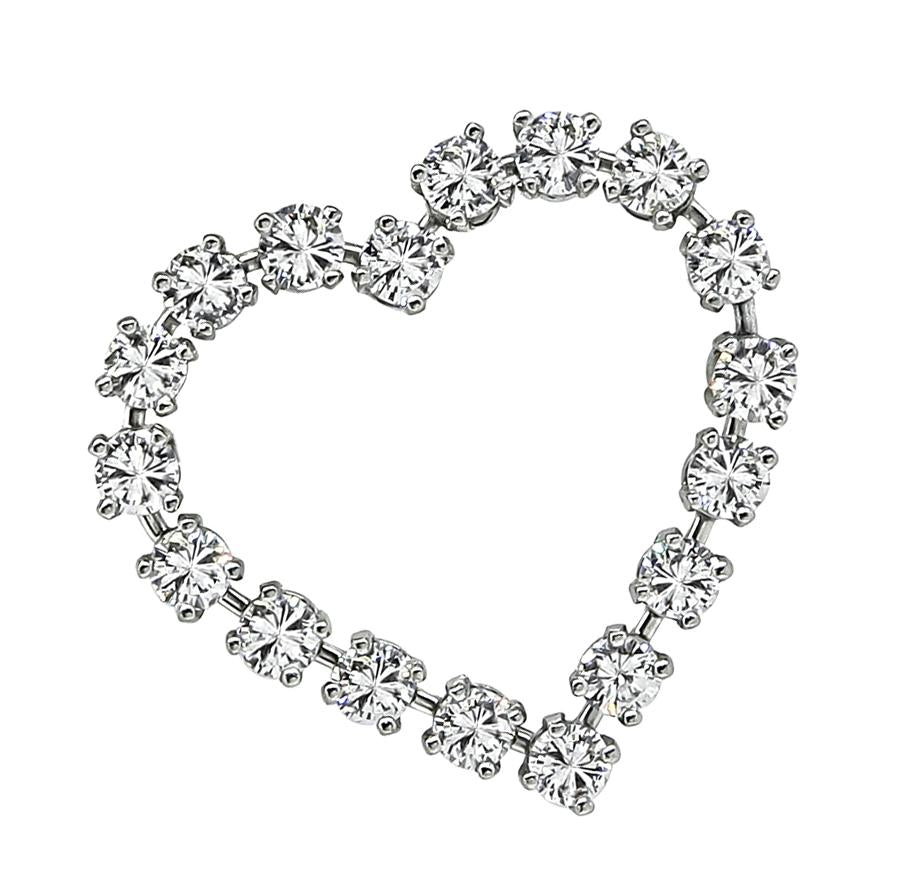1690s Tiffany & Co 2.00ct Diamond Platinum Heart Pin