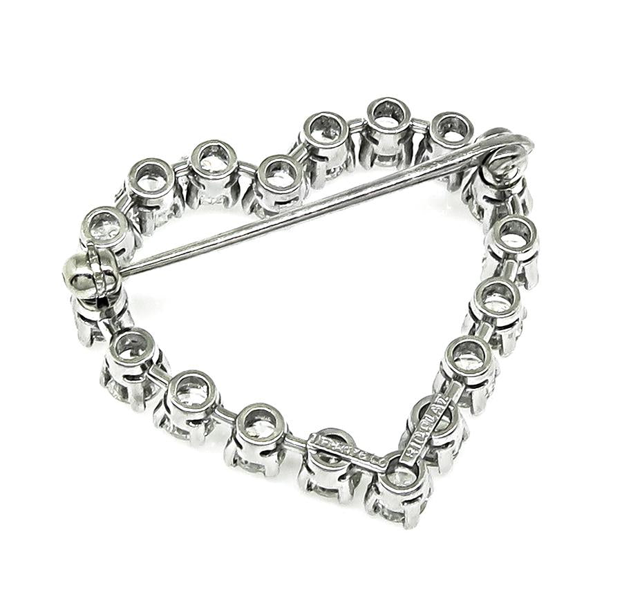1690s Tiffany & Co 2.00ct Diamond Platinum Heart Pin