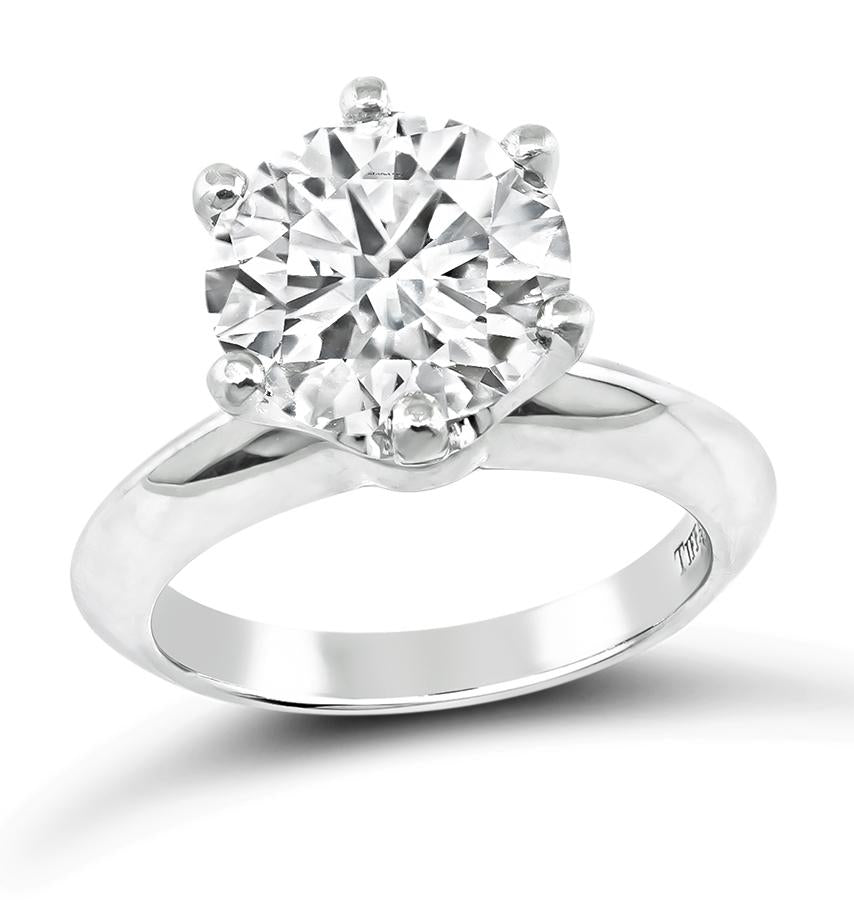 Tiffany & Co GIA Certified 3.40ct Diamond Solitaire Engagement Ring