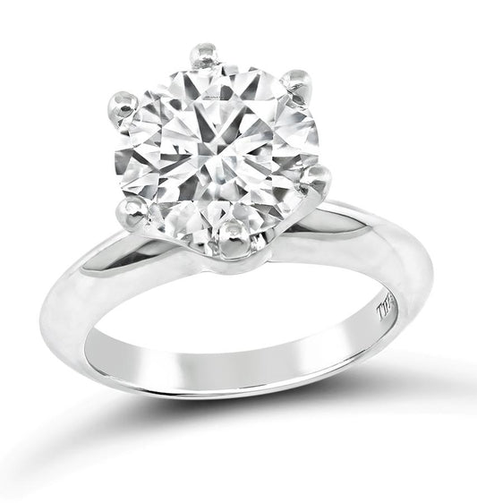Tiffany & Co GIA Certified 3.40ct Diamond Solitaire Engagement Ring