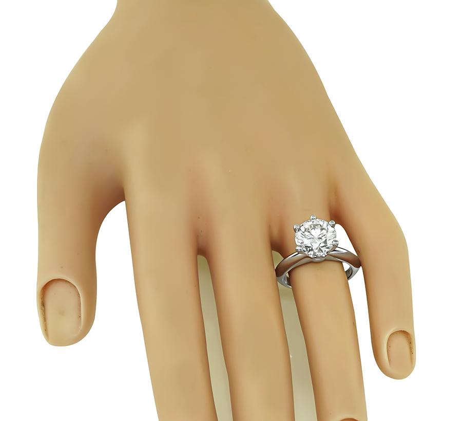 Tiffany & Co GIA Certified 3.40ct Diamond Solitaire Engagement Ring