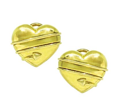 Estate Tiffany & Co 18k Yellow Gold Heart Earrings