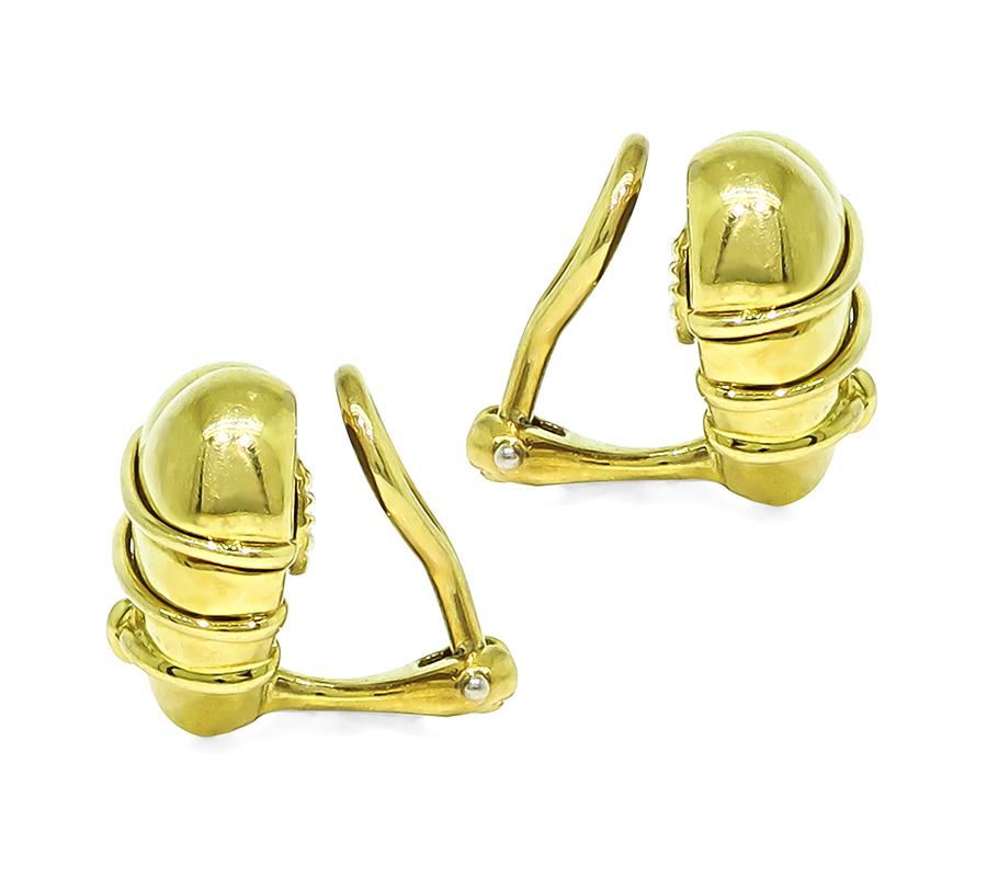 Estate Tiffany & Co 18k Yellow Gold Heart Earrings