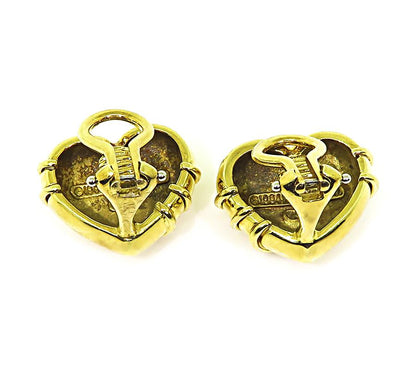 Estate Tiffany & Co 18k Yellow Gold Heart Earrings