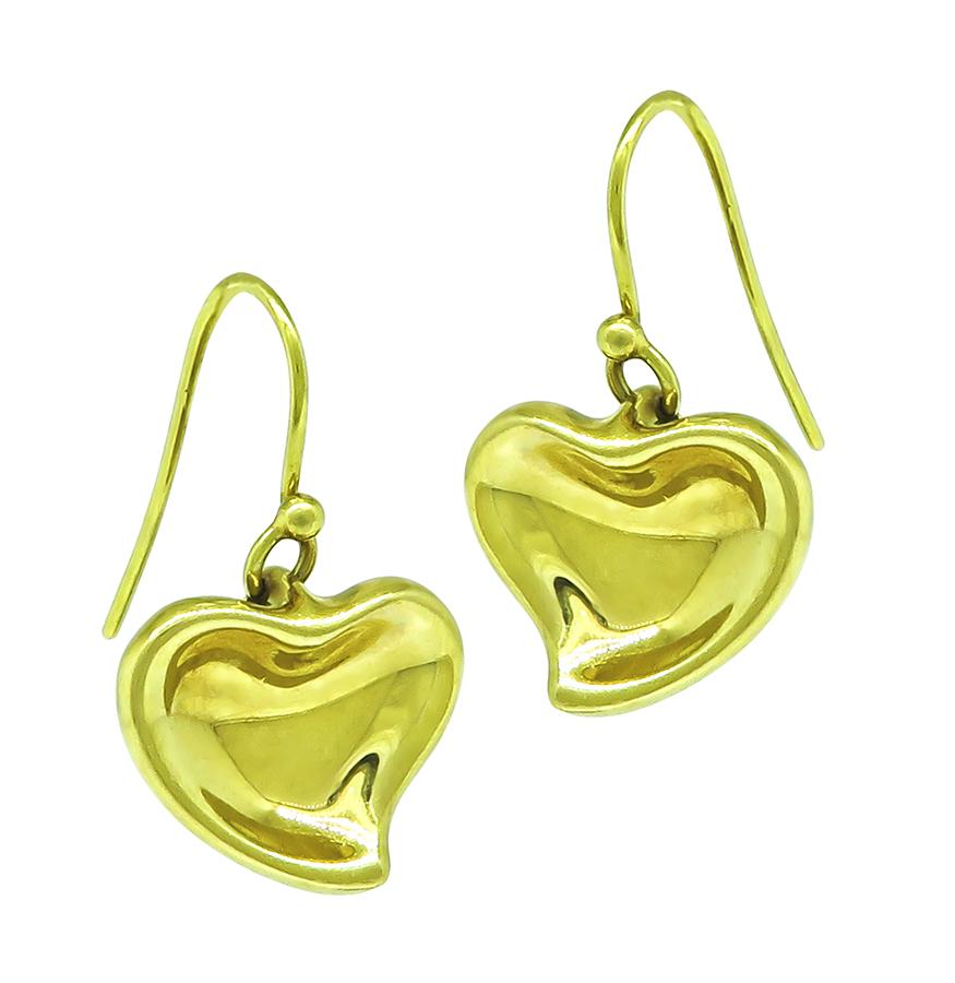 Estate Tiffany & Co 18k Yellow Gold Heart Earrings