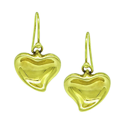 Estate Tiffany & Co 18k Yellow Gold Heart Earrings