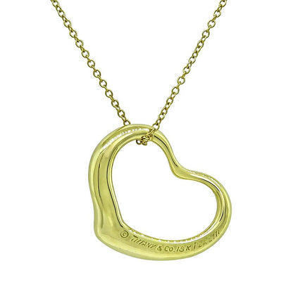 Estate Tiffany & Co 18k Yellow Gold Peretti Heart Pendant Necklace