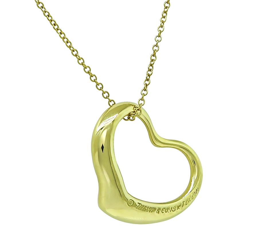 Estate Tiffany & Co 18k Yellow Gold Peretti Heart Pendant Necklace