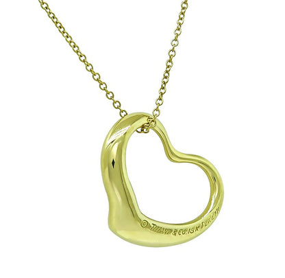 Estate Tiffany & Co 18k Yellow Gold Peretti Heart Pendant Necklace