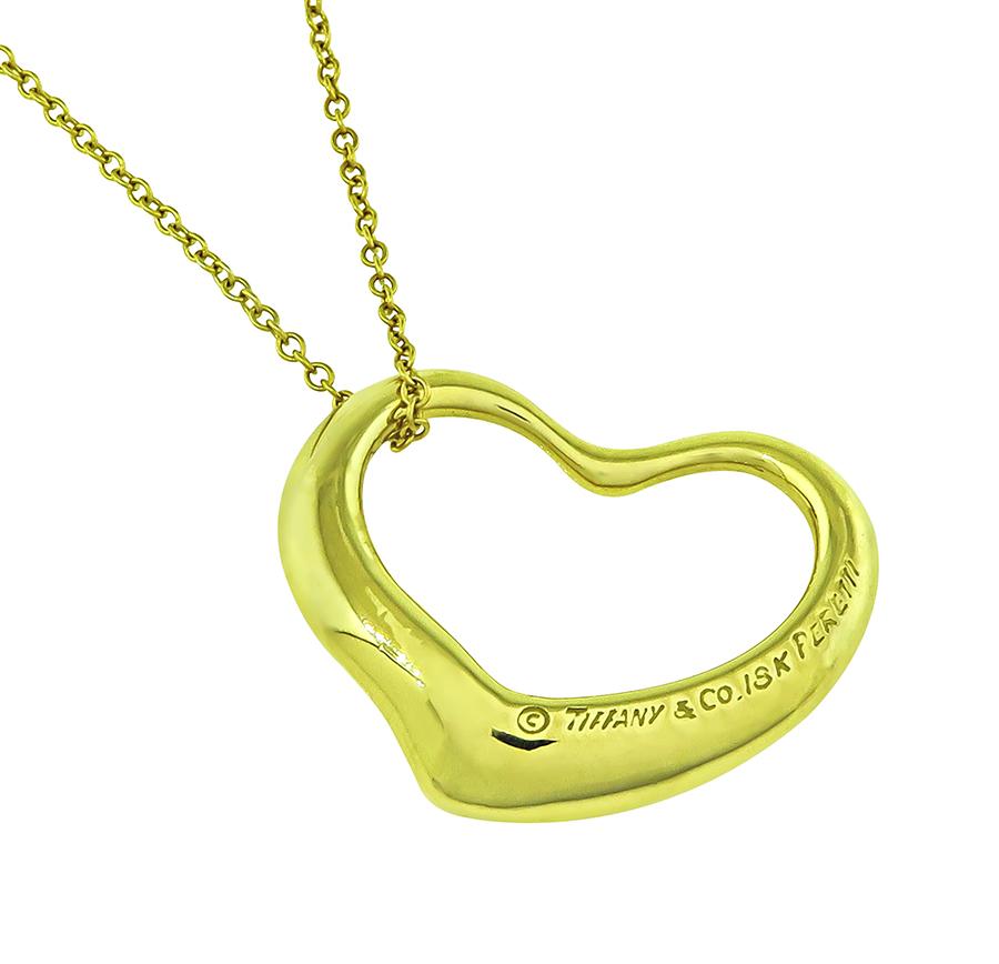 Estate Tiffany & Co 18k Yellow Gold Peretti Heart Pendant Necklace
