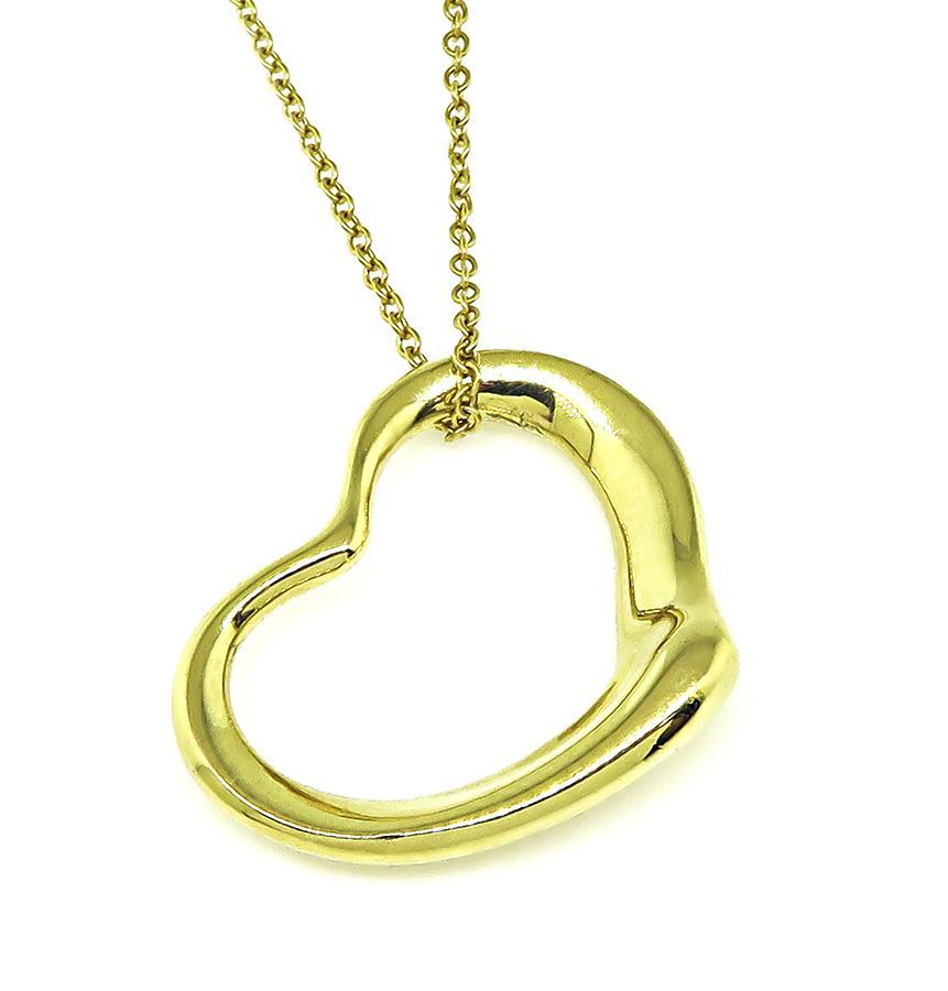 Estate Tiffany & Co 18k Yellow Gold Peretti Heart Pendant Necklace