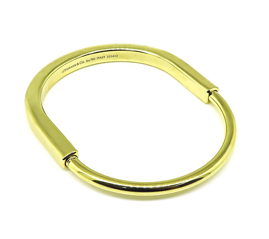 Estate Tiffany & Co 18k Yellow Gold Lock Bangle