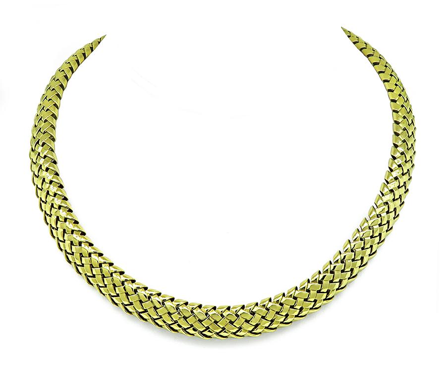Estate Tiffany & Co Gold Vannerie Choker Necklace