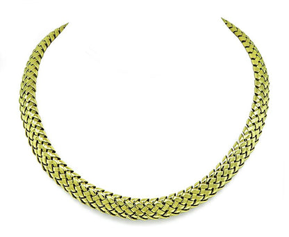 Estate Tiffany & Co Gold Vannerie Choker Necklace