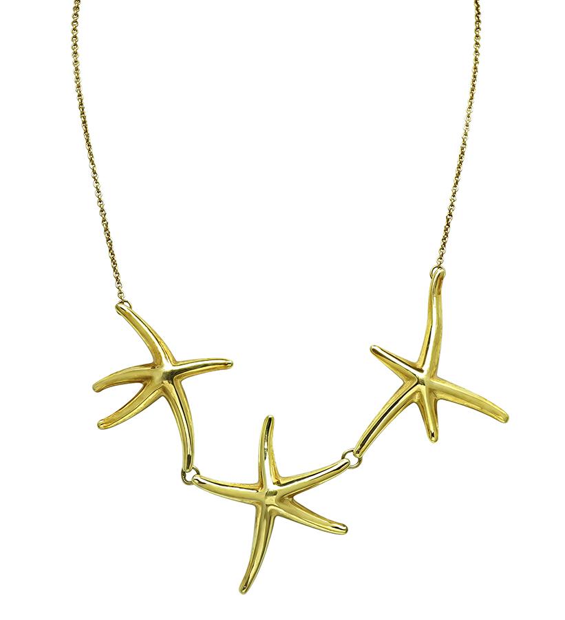 Estate Tiffany & Co Elsa Peretti Gold Starfish Necklace