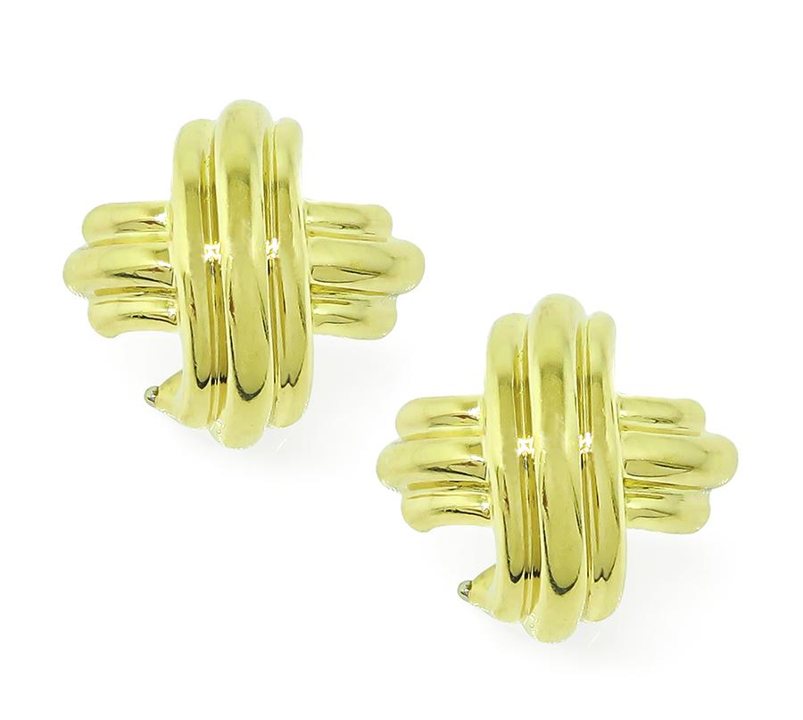 Estate Tiffany & Co 18k Yellow Gold X Earrings
